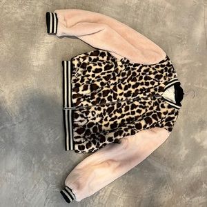 Barely worn faux fur zip teddy jacket.